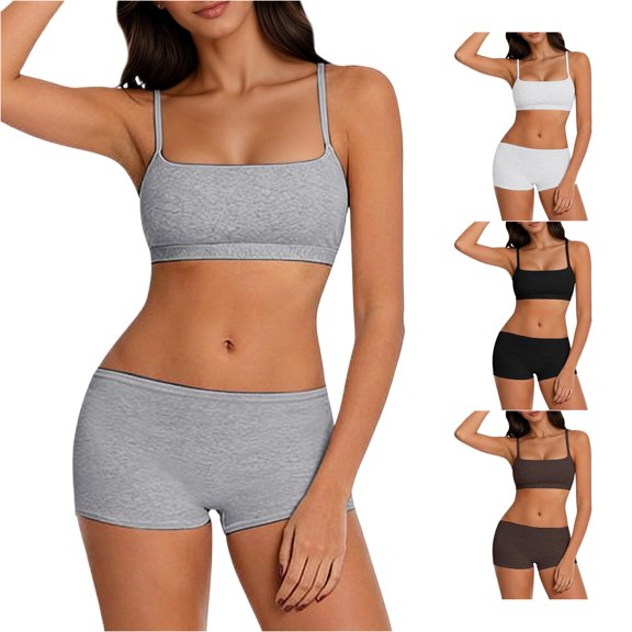 TIANZEN Seamless Bra And Briefs Unpadded Sports Bralette With Comfortable Boyshort Panties Soft Breathable Underwear For Yoga Workout Casual Wear Mens Size 32 Underwear