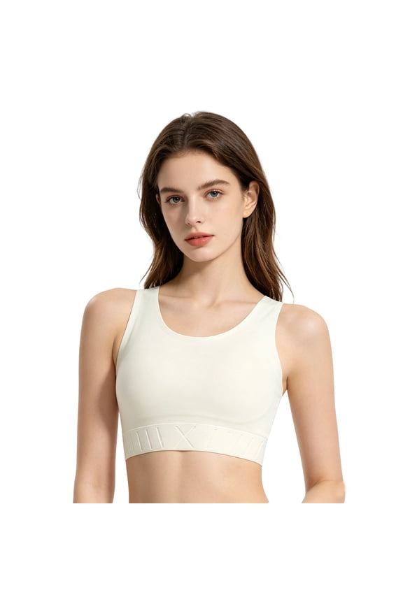 Seamless Compression Yoga Bra For Flat Shaping Sports Top Smooth Silk Feel Maximum Coverage Racerback High Intensity Wireless Bust Support Workout Activewear Yoga Shirt