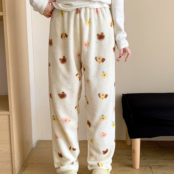 TIANZEN Soft Flannel Pajama Pants Cozy Lined Wear For Relaxed Comfort And Warmth Ideal For Home Sleeping Attire Loose Pants for Women Casual Summer Pants Women