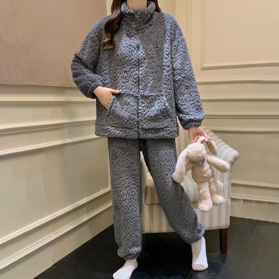 TIANZEN Soft Winter Flannel Pajama For Cozy Long Sleeve Thermal Sleepwear With Elegant Jacquard Pattern Comfortable Loungewear Two Piece Outfit For Cold Mommy And Silk Pajamas Pajamas Tops for Women