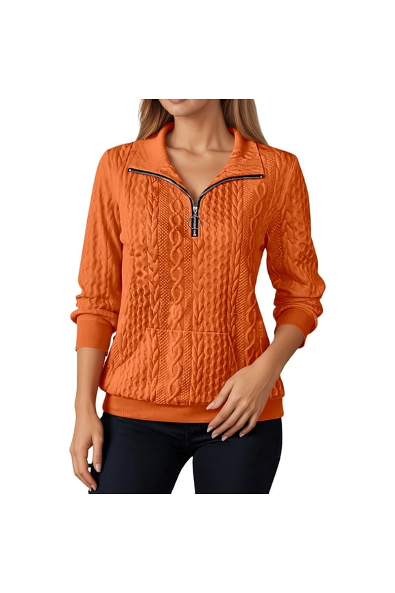 Solid Color Casual Stand Collar Half Zip Long Sleeve Athletic Sweatshirt No Hood Pullover With Pockets Fall Jackets Women 80s Sweatshirts for Women Active Hoodie Women