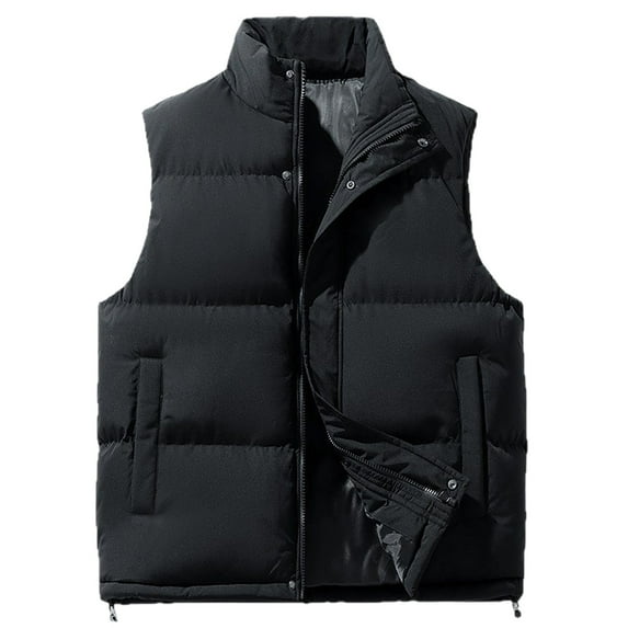 TIANZEN Solid Color Concealed Zipper Vest Padded Warm Sleeveless Quilted Jacket Winter Outdoor Insulated Layer Olive Puffy Jacket Synthetic down Jacket down Jackets