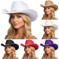 thumbnail image 1 of TIANZEN Sparkling Rhinestone Cowboy Hat Wide Brim Sun Travel Western Style Hat For And Leather Hat, 1 of 5