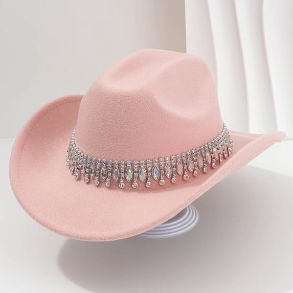 TIANZEN Stylish Cowboy Hat For Men And Women Western Elegant Jazz Hat With Fringe Rhinestone Decorations For Casual And Party Wear Cow Boy Hat Cover
