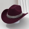 thumbnail image 1 of TIANZEN Stylish Cowboy Hat For Men And Women Western Elegant Jazz Hat With Fringe Rhinestone Decorations For Casual And Party Wear Cow Boy Hat Cover, 1 of 3