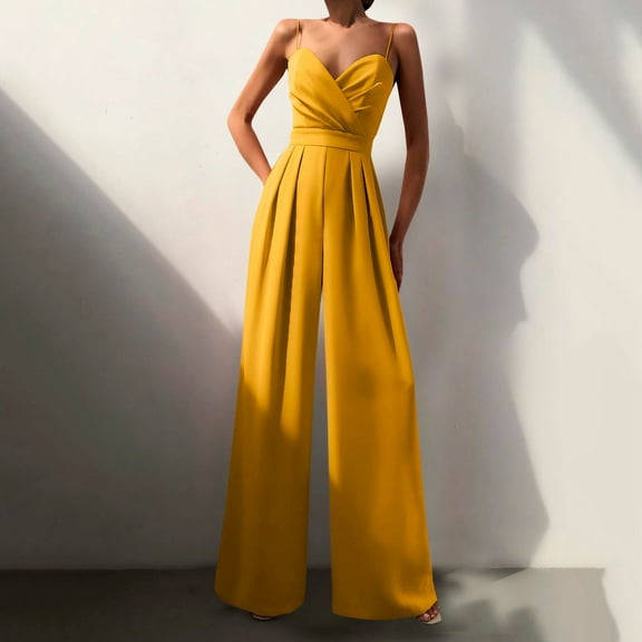 TIANZEN Summer Elegant Suspenders V Neck Playsuits Women Fashion Sleeveless Backless Temperament Jumpsuit Loose Wide Leg Trousers Romper neck Overalls Bodysuit for Women Dressy Lace Ripple Romper