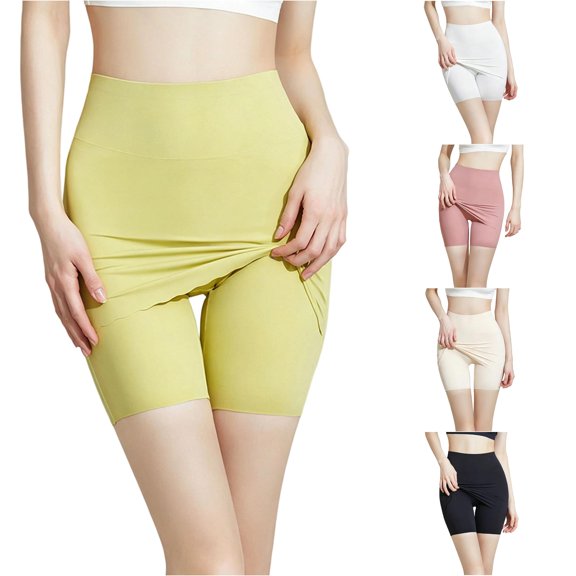 TIANZEN Summer Thin Mid Rise Control Inner Shorts For Exposure Seamless Double Layer Shaping Bottom Shorts for under Dresses Women