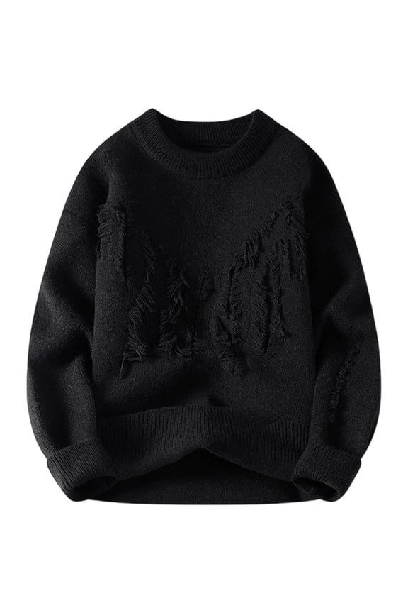 Sweater Coat Winter Thickened Warm Knitted Pullover Casual Distressed Design Loose Fit Comfortable Soft Yarn Outerwear Garment Men Long Tan Coat Stone Coat Epoxy Furry Coat