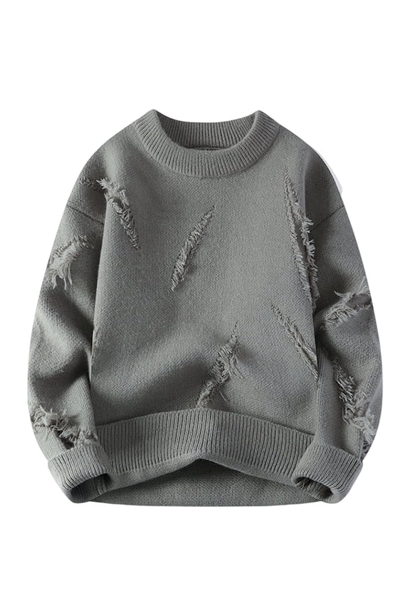 Sweater Coat Winter Warm Thickened Knitwear Casual Loose Pullover Sweater With Distressed Design For Autumn Season Trench Coats for Men Men S Winter Coat Extra Long Winter Coats for Men