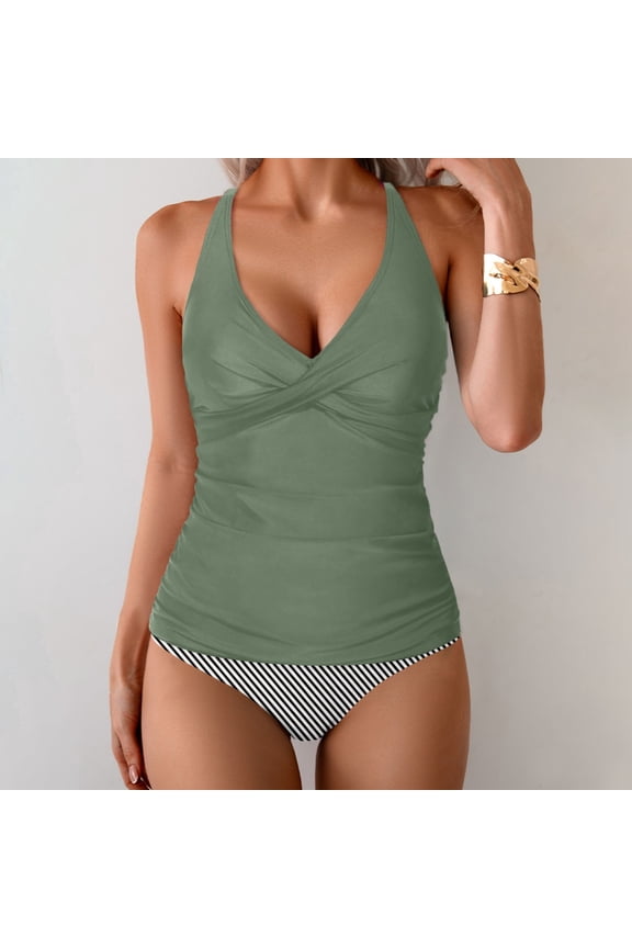 Tankini Swimsuits For Women Bathing Suits Two Piece Tankini Tops With Bikini Bottoms Swimwear One Pi3ce Swimsuit Underwire Swimsuits for Women plus Size Womens Board Shorts for Swimming 9