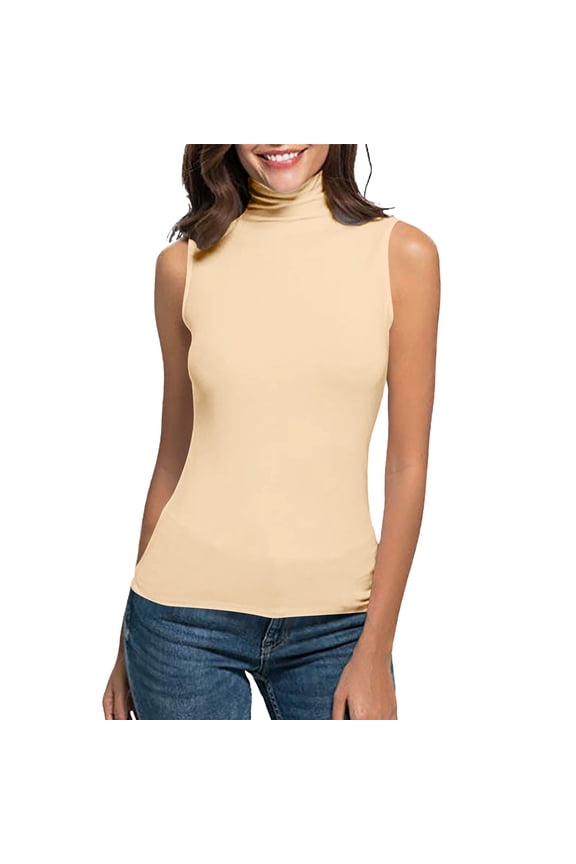 Top Tee Womens Fit Turtleneck Slim Blouse Shirt Sleeveless Solid Women's Blouse Lacy Top Women Active Crop 2000s Crop Top