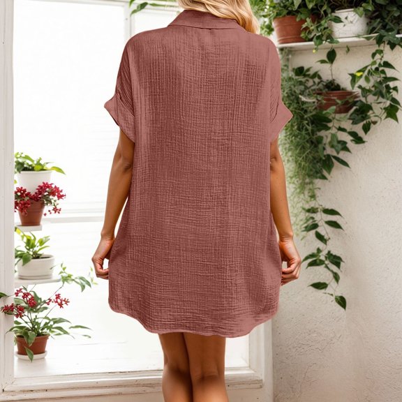 TIANZEN Trendy Women's Casual Dress Everyday Wear Suitable Parties And Leisure Featuring V Neck Button Design And Pockets Spring Summer for Women plus Size Dress Active Dress