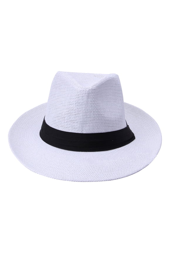 Unisex Fashion Solid Color British Sun Hat Wide Brim Straw Hat Adult Jazz Straw Hat Jazz Hat Cowboy Trucker Hat