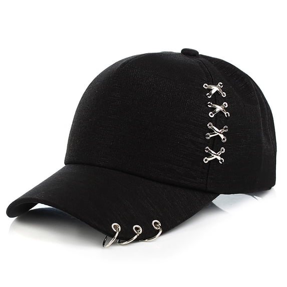 TIANZEN Unisex Solid Color Metal Rings Fashion Casual Cap Softball Hat