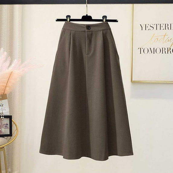 TIANZEN Warm Blend A Line Skirt For Mid Length High Waist Flared Casual Winter Fall Fashion Versatile Comfortable Outfit Skirts for Girls Checke Skirt