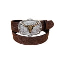 thumbnail image 1 of TIANZEN Western Cowboy Belt Bull Head Big Buckle Trend Retro Youth Retro Men's Punk Leather Belt Cowboy Belt for Men Mens Leather Belt Size 48 Extra Belt, 1 of 4