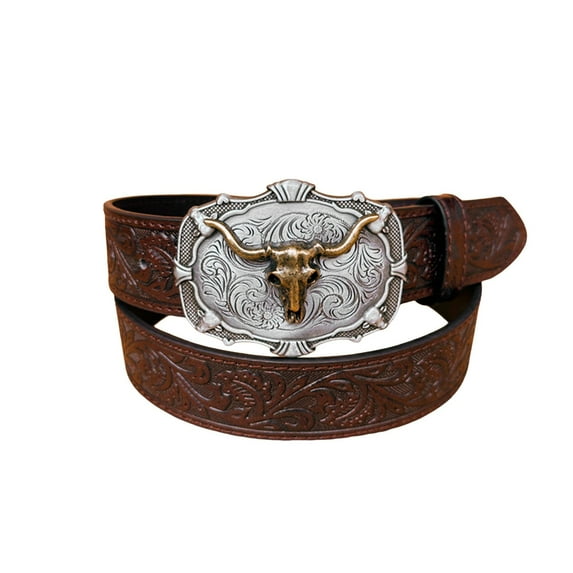 TIANZEN Western Cowboy Belt Bull Head Big Buckle Trend Retro Youth Retro Men's Punk Leather Belt Mens Belts Small Dressy Belt Nylon Belt Men