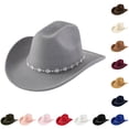 thumbnail image 1 of TIANZEN Western Cowboy Hat For Men And Women Bohemian Style Fedora With Rhinestone Embellishments Curved Brim Fashion Accessory Boot Bands, 1 of 4