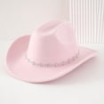 thumbnail image 1 of TIANZEN Western Cowboy Hat For Men And Women Bohemian Style Fedora With Rhinestone Embellishments Curved Brim Fashion Accessory Outback Hat Leather, 1 of 4