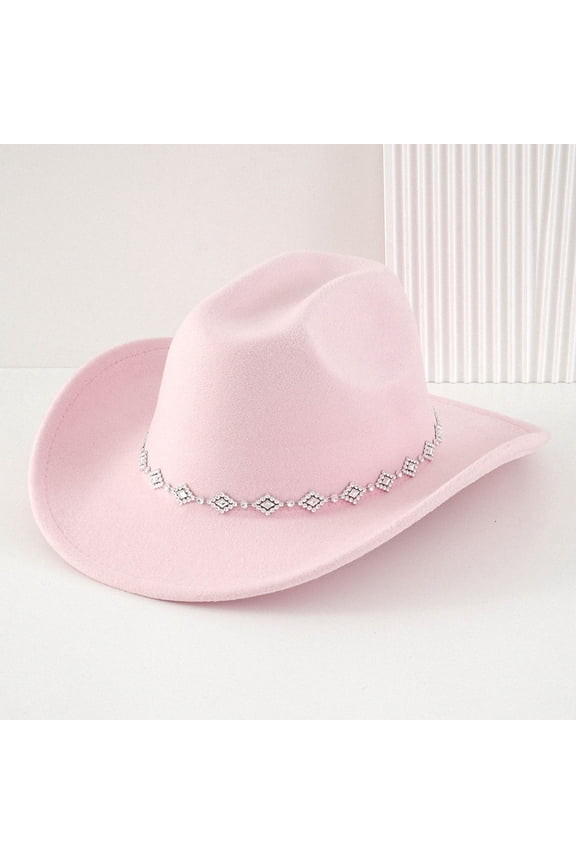 Western Cowboy Hat For Men And Women Bohemian Style Fedora With Rhinestone Embellishments Curved Brim Fashion Accessory Outback Hat Leather