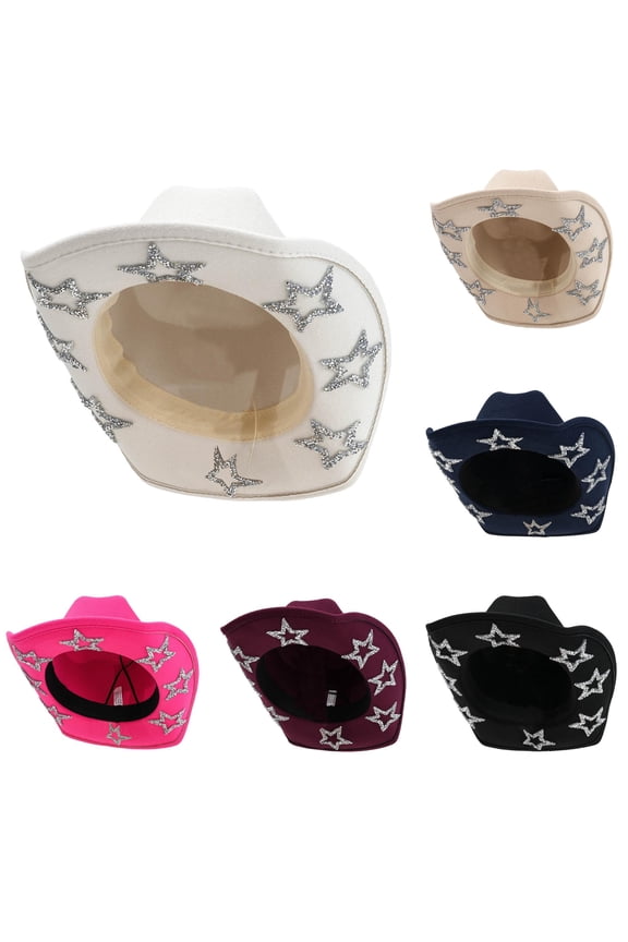 Western Cowboy Hat For Men Women With 8 Glittering Rhinestone Stylish Party Hat Full Rhinestone Decorations And Fashionable Accessory Hat Lot