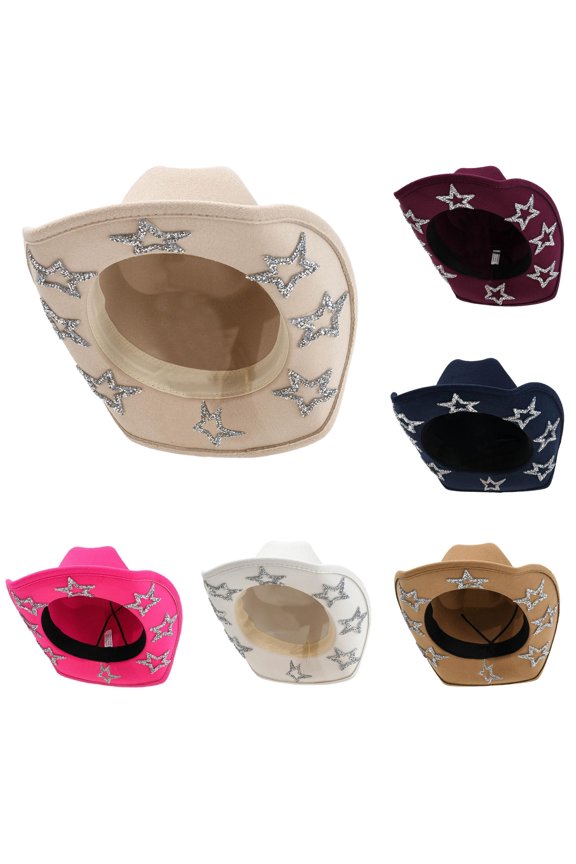 Western Cowboy Hat For Men Women With 8 Glittering Rhinestone Stylish Party Hat Full Rhinestone Decorations And Fashionable Accessory Hat Lot