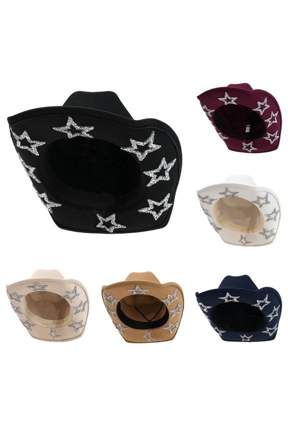 Western Cowboy Hat For Men Women With 8 Glittering Rhinestone Stylish Party Hat Full Rhinestone Decorations And Fashionable Accessory Hat Lot
