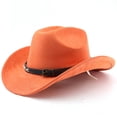 thumbnail image 1 of TIANZEN Western Cowboy Hat With Curved Brim For And Outdoor Adventure Travel Riding Country Style Leather Hat, 1 of 3