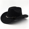 thumbnail image 1 of TIANZEN Western Cowboy Hat With Curved Brim For And Outdoor Adventure Travel Riding Country Style Leather Hat, 1 of 3