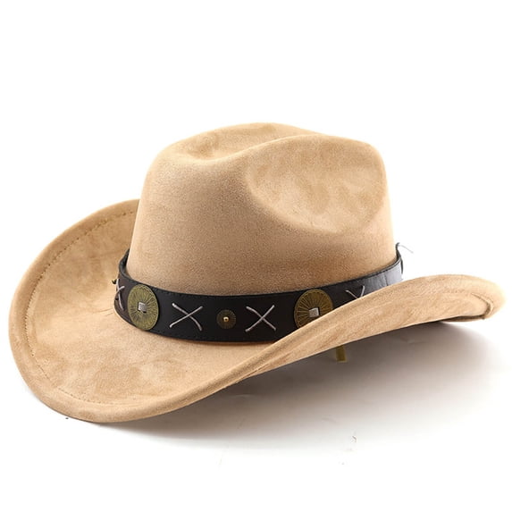 TIANZEN Western Cowboy Hat With Curved Brim For And Outdoor Adventure Travel Riding Country Style Tan Hat
