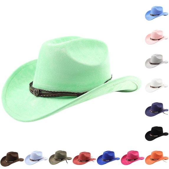 TIANZEN Western Cowboy Hat With Curved Brim For And Outdoor Adventure Travel Riding Mens Fedora Hats round