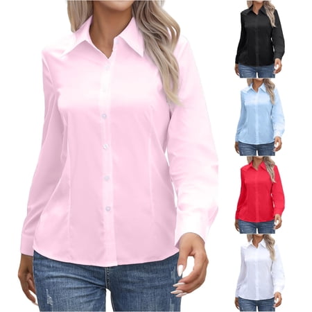 TIANZEN White Blouse Non Button Down Shirts Long Sleeve Collar Regular Fit Shirts Colours Stretch Casual Shirts Business Shirt Shirt Classic Long Tennis Clothes Women