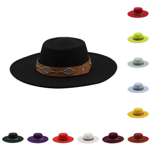 TIANZEN Wide Brim Cowboy Hat With Detail Oval For And Winter Outdoor Warm Banquet Cowboy Hat