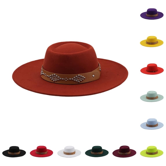 TIANZEN Wide Brim Cowboy Hat With Detail Oval For And Winter Outdoor Warm Banquet Cowboy Hat