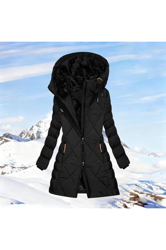Winter Hooded Long Coat Mid Length Warm Thermal Outerwear Jacket Soft Lined Windproof Comfort Fit Jacket Warmer Womens Winter Jacket Jacket Fitted