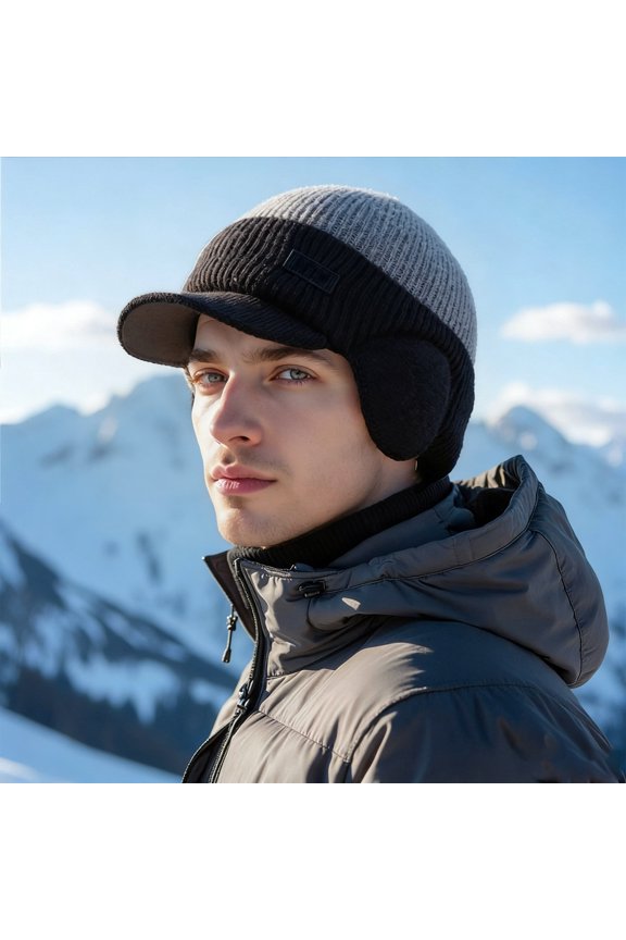 Winter Knitted Thermal Lined Windproof Cold Weather Ear Cap For Outdoor Activities Get Well Hat