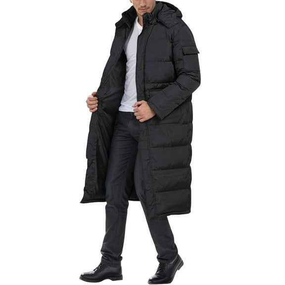 TIANZEN Winter Long Hooded Coat Thick Warm Casual Loose Outerwear For Cold Weather Ski Jacket Mens Men S down Jackets
