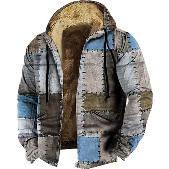 TIANZEN Winter Men's 3D Digital Print Fashion Casual Personality Youth Hooded Zipper Hoodie Mens Small Jacket Winter Fashion Coats
