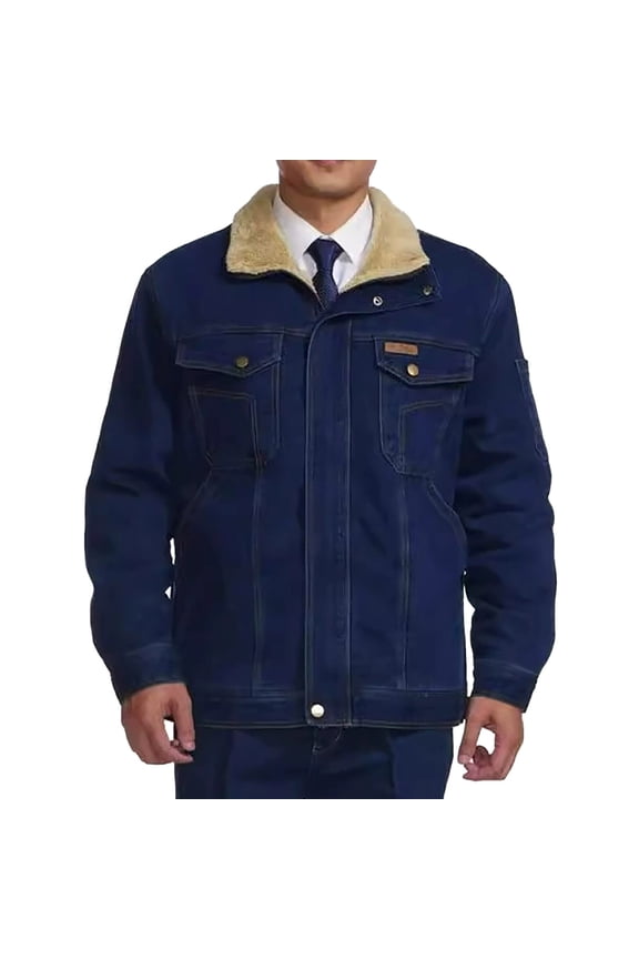 Winter Padded Denim Overalls Padded Men's Padded Lamb Wool Padded Jacket plus Size Mens Coat Zipper Jackets for Men