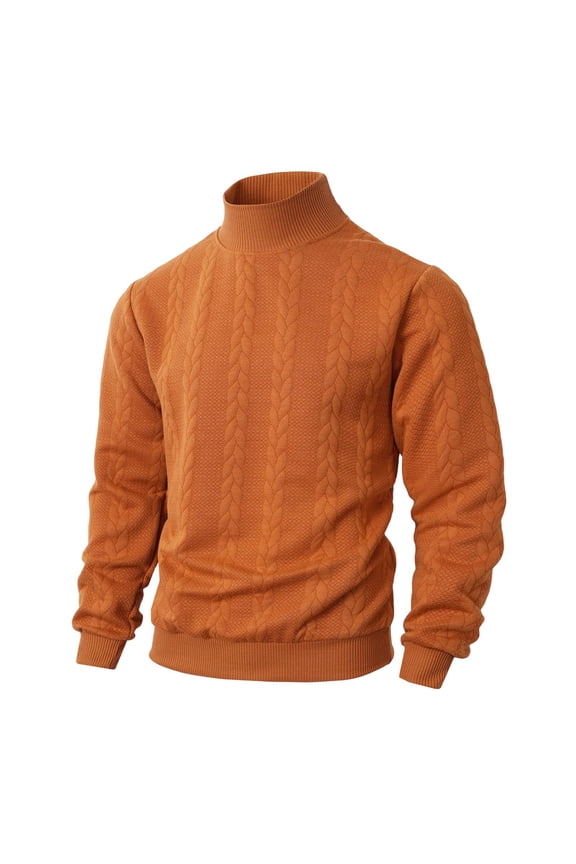 Winter Sweater Coat Warm Knit Turtleneck Pullover Casual Solid Color Jacquard Pattern Daily Outwear Top Long Formal Coat Puffy Coat Men Heavy Winter Coats for Men