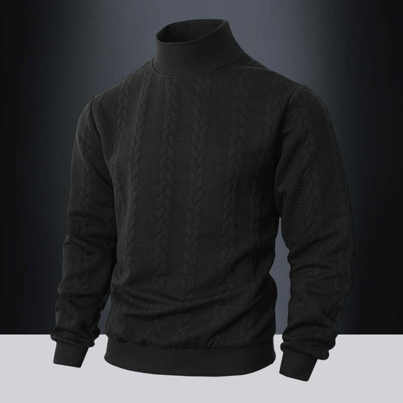 TIANZEN Winter Sweater Coat Warm Knit Turtleneck Pullover Casual Solid Color Jacquard Pattern Daily Outwear Top Men Wool Blend Coats Petty Coats Men Ceramic Coating for Cars