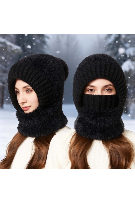 Winter Thermal Knitted Hood For Windproof Full Face Skiing Cycling Outdoor Sports Rabbit Ears