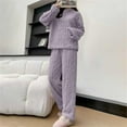 thumbnail image 1 of TIANZEN Winter Warm Pyjamas Sleepwear Two Piece With Pockets Pyjama Crew Neck Sweatshirt Plus Size Long Dressy Pant Suits for Women Suit plus Size Women Homecoming Pants Outfit Junior, 1 of 6