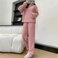 thumbnail image 1 of TIANZEN Winter Warm Pyjamas Sleepwear Two Piece With Pockets Pyjama Crew Neck Sweatshirt Plus Size Long Sleeve Loungewear Cicada Suit Official Pants Suits for Women Petite Pant Suit for Women, 1 of 6