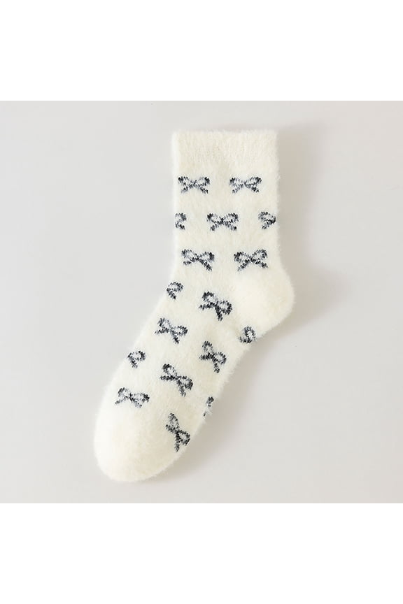 Winter Warm Socks For Cozy Mid Calf Thermal Stockings With Bow Detail Soft Fuzzy Indoor Outdoor Comfort Net Cape Stockings for Women Lingerie plus Size