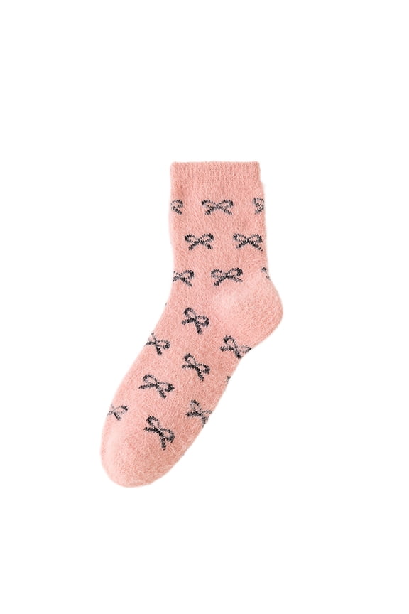 Winter Warm Socks For Cozy Mid Calf Thermal Stockings With Bow Detail Soft Fuzzy Indoor Outdoor Comfort Knitted Christmas Stocking Knee Sacks