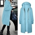 thumbnail image 1 of TIANZEN Women Autumn Winter Casual Fashion Solid Color Drawstring Hooded Long Zipper Pocket Coat Long Jacket Coat Womens Casual Jackets for Fall Casual Lightweight Jacket Women Womens Vests Fall, 1 of 5