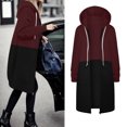 thumbnail image 1 of TIANZEN Women Autumn And Winter Casual Fashion Solid Color Drawstring Hooded Long Zipper Pocket Coat Long Jacket Coat Womens Casual Winter Jacket Women's Jacket Womens Fitted Vest, 1 of 4
