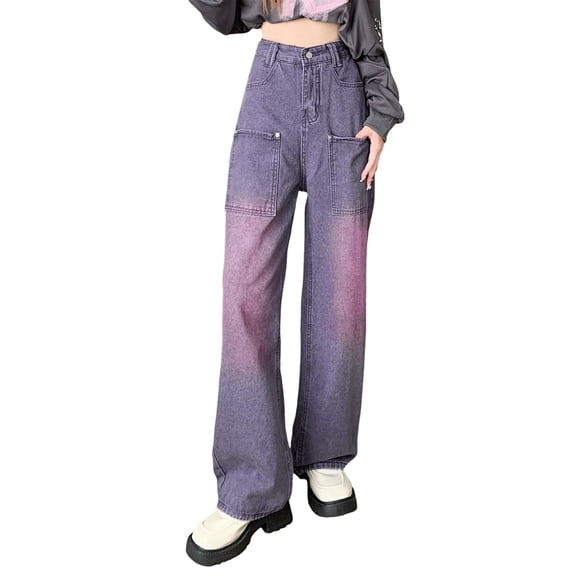 TIANZEN Women Baggy Jeans Trousers With High Waist E Girl Style Streetwear Casual Denim Trousers Loose Straight Leisure Trousers Jean for Woman Jean Pants for Women 24 Slim Fit Pants Women