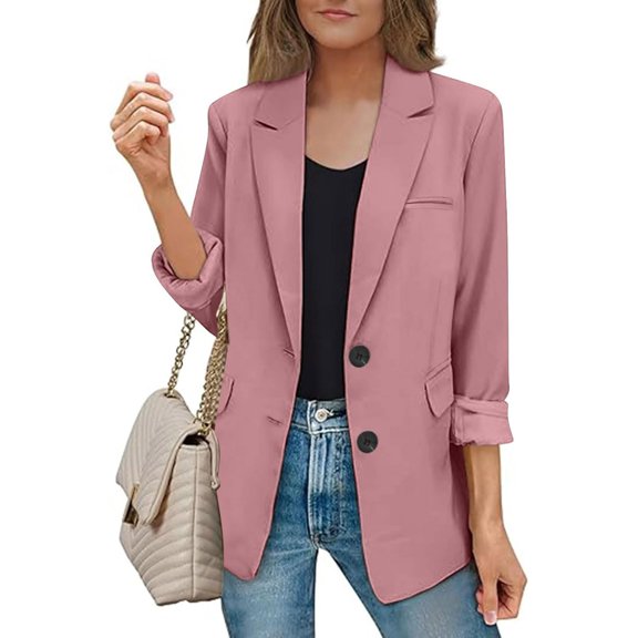 TIANZEN Women Business Casual Open Front Long Sleeve Work Lapel Collar Buttons Coats Casual Vest for Women Cute Casual Jackets for Women Vest for Women